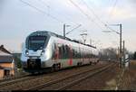 9442 107 (Bombardier Talent 2) von Abellio Rail Mitteldeutschland als RE 74712 (RE9) von Halle(Saale)Hbf nach Kassel-Wilhelmshöhe fährt in Zscherben, Angersdorfer Straße, auf der