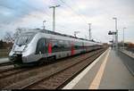 9442 806 (Bombardier Talent 2) von Abellio Rail Mitteldeutschland als RE 74713 (RE9) von Kassel-Wilhelmshöhe nach Halle(Saale)Hbf durchfährt den Hp Halle Rosengarten auf der Bahnstrecke Halle–Hann. Münden (KBS 590). [18.2.2018 | 16:50 Uhr]