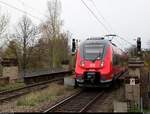 Fahrzeugwechsel auf der S7: Drei gebrauchte Hamster aus dem Rheinland...
Nachschuss auf 442 603 (Bombardier Talent 2) der S-Bahn Mitteldeutschland (DB Regio Südost) als S 37719 (S7) von Halle-Nietleben nach Halle(Saale)Hbf Gl. 13a, die den Hp Halle Rosengarten auf der Bahnstrecke Halle–Hann. Münden (KBS 590) verlässt. [14.4.2018 | 9:06 Uhr]