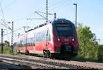 442 102 (Bombardier Talent 2) der S-Bahn Mitteldeutschland (DB Regio Südost) als S 37757 (S7) von Halle-Nietleben nach Halle(Saale)Hbf Gl. 13a zweigt in der Saaleaue bei Angersdorf auf die Bahnstrecke Halle–Hann. Münden (KBS 590). [30.4.2018 | 18:28 Uhr]