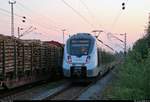 Nachschuss auf 9442 605 (Bombardier Talent 2) von Abellio Rail Mitteldeutschland als RB 74792 (RB75) von Halle(Saale)Hbf nach Sangerhausen, die den Hp Halle Rosengarten auf der Bahnstrecke