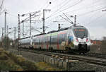 Nachschuss auf 9442 112 und 9442 ??? (Bombardier Talent 2) von Abellio Rail Mitteldeutschland als RE 74712 (RE9) von Halle(Saale)Hbf nach Kassel-Wilhelmshöhe, die in der Saaleaue bei Angersdorf