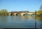 9442 ??? (Bombardier Talent 2) von Abellio Rail Mitteldeutschland als RB 74778 (RB75) von Halle(Saale)Hbf nach Lutherstadt Eisleben überquert die Saale bei Halle-Böllberg/Wörmlitz auf