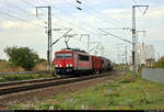 Gemischter Gz mit der seit dem 15.11.2019 in Rostock Seehafen abgestellten 155 112-6 der Railpool GmbH, vermietet an die DB, fährt in Teutschenthal auf der Bahnstrecke Halle–Hann.