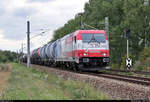 Kesselzug mit 185 350-6  Grenzenlos für Sie im Einsatz  unterwegs am km 11,6 in Zscherben Richtung Abzweig Halle-Wörmlitz West.