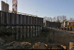 VDE 8 Komplexmaßnahme Halle Rosengarten–Angersdorf  ▶ Standort: Halle Rosengarten    Für den Neubau der beiden Rosengartenbrücken wurden inzwischen alle Spundwände