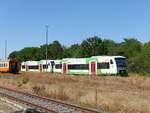 EB VT 323 + VT 324 als spätere EB 80791 nach Jena Göschwitz, am 29.06.2019 in Sömmerda. Wegen dem Thüringentag gab dadurch es mal wieder Personenverkehr auf der Pfefferminzbahn über Buttstädt hinaus.