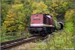 Im September 1997 kommt 202 718 mit ihrem Wagen aus dem Diethensdorfer Tunnel gekrochen.