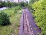 Blick von Brcke der Nordhuser Strae auf den ehemaligen S-Bahn Haltepunkt Berliner Strae in Erfurt, am 09.07.2007.