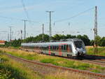 Als RE 16 (74512) fuhr 9442 309 mit Fahrtziel Erfurt aus Großkorbetha. 

Großkorbetha, der 15.06.2022