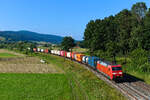 Beim morgendlichen Containerzug-Reigen am 19. Juni 2025 im osthessischen Haunetal durfte natürlich auch die Staatsbahn nicht fehlen. Die 152 113 beförderte den an diesem Tage ungewöhnlich kurzen KT 50072 von Nürnberg Rbf nach Alte Süderelbe. Der zweistündige Aufenthalt in Odensachsen verdeutliche sinnbildlich, wie stark der Marktanteil von DB Cargo in den letzten Jahren abgenommen hat. 