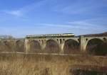 216 184 am 11.03.1995 auf dem Selbacher Viadukt (Strecke Korbach - Bad Wildungen)