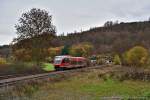 Lahntalbahn Herbst am 09.11.2015, hier der RE 643 547 kurz vor dem Leuner Lahnbahnhof