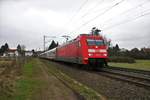 DB Fernverkehr 101 131-1 mit ex Metropolitan Garnitur am 10.02.18 bei Hanau West