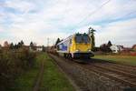 STOCK Transport Voith Maxima 264 001-9 mit alten Schwellen in Hanau West am 24.11.19