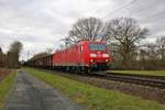 DB Cargo 185 041-1 mit gemischten Güterzug in Maintal Ost am 14.02.20