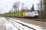 Captrain Bombardier Traxx 186 139-2 mit CLIP Containerzug in Kahl am Main (Bayern) am 05.02.26