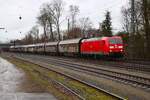 DB Cargo Bombardier Traxx 185 160-9 mit Mischer am 12.02.26 in Kahl am Main