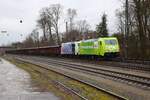 Lokomotion Bombardier Traxx 185 664-0 und 185 6624 mit Tonerdezug in Kahl am Main am 12.02.26 