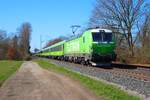 ELL/Flixtrain Siemens Vectron 193 424-9 mit FLX10 in Maintal Ost am 02.03.26 
