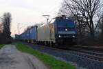 BEACON Rail Bombardier Traxx 185 563-4 mit Containerzug in Maintal Ost am 07.03.26 