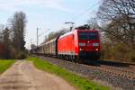 DB Cargo Bombardier Traxx 185 142-7 mit Mischer am 19.03.26 in Maintal Ost
