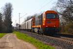 Kreisbahn Siegen-Wittgenstein Vossloh G2000 (273 018-2) mit Coilwagen in Maintal Ost am 19.03.26