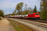 DB Cargo Bombardier Traxx 185 347-2 mit Bundeswehr Gebirgsj�ger Fahrzeugen am 09.04.26 in Kahl am Main 