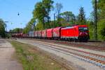 DB Cargo Bombardier Traxx 187 203-5 mit Mischer am 24.04.25 in Kahl am Main