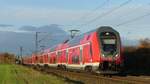 Angeführt von 446 005 ist diese RB68 auf dem Weg nach Heidelberg und ist hier zwischen Bickenbach und Hähnlein-Alsbach zu sehen. Aufgenommen am 11.11.2018 16:49