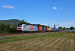 Railpool/Crossrail 186 187-1 mit Containerzug in Bickenbach (Bergstraße) am 31.05.20
