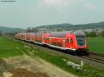 24.04.2011: Die RB 15361 (Frankfurt (Main) - Heidelberg) mit Schublok 146 119-3 nhert sich dem Bahnhof Heddesheim-Hirschberg (ehemals Grosachsen-Heddesheim).