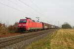 DB Cargo 152 158-2 mit einen Mischer in Altheim bei Dieburg (Hessen) am 22.02.23