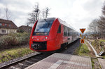 622 530-3 als RB 13333 (Weinheim (Bergstraße) - Fürth (Odenwald)), am 26.3.2016 bei der Einfahrt in Fürth (Odenwald).