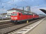 181 204-9 und 181 214 Mosel (kalt) ziehen den IC 2054 Frankfurt (Main) - Saarbrcken am 24.08.2011 aus Kaiserslautern Hbf