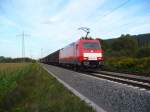 Die neue 186 336-4 zieht den Wasserleerzug CS 47538 Mannheim-Rheinau - Saarbrcken am 15.09.2011 bei Landstuhl in Richtung Homburg (Saar)  