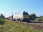 186 169-9 von Euro Cargo Rail  zieht einen Gterzug am 28.09.2011 durch Landstuhl  