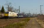 186 165-7 von Euro Cargo Rail zieht am 16.03.2012 einen Autozug durch Kennelgarten