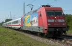 101 001-6 (Klagenfurt) ist mit dem IC 2055 Saarbrcken - Heidelberg am 03.09.2012 in Einsiedlerhof