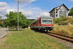 DB 628 453 verlässt Wolfstein auf der Lautertalbahn in Richtung Kaiserslautern Hbf.