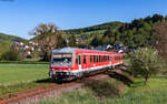628 445 als RB 12959 (Lauterecken-Grumbach - Kaiserslautern Hbf) bei Wolfstein 29.4.25