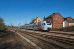 Am 24.02.2019 durchfuhr 429 114 als RE 4106 von Koblenz nach Saarbrücken den Bahnhof Bous im Saarland.