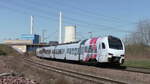 Am 29.03.2021 legt sich 429 115 auf dem Weg als RE1 nach Mannheim vor dem Kraftwerk Ensdorf in die Kurve.