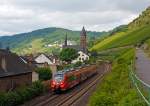  442 200 / 442 700  (94 80 0442 200-2 D-DB usw.) ein vierteiliger Bombardier Talent 2 der DB Regio mit dem Taufnamen  Hatzenport  fährt am 21.06.2014, als RB 81  Moseltal-Bahn  (Trier - Cochem -