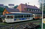 Das tragisch gescheiterte Museumsbahnvorhaben Steinachtalbahn (fr�here DB-Bahnstrecke Neckarsteinach-Sch�nau): Schon zu Beginn des Vorhabens 1984 wurden erhaltenswerte Schienenrelikte vor dem Bahnhof