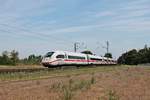 Als ICE 71 (Hamburg Altona - Chur HB) fuhr am Vormittag des 03.06.2020 der 412 044 (9044/5812 044-6) südlich von Neulußheim als Umleiter über die Rheintalbahn in Richtung