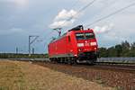 Direkt hinter der 185 131-0 fuhr am späten Nachmittag des 03.06.2020 auch die 185 094-0 als Lokzug T 67080 (Mannheim Rbf - Kehl) zwischen Neulußheim und Waghäusel über die KBS 700