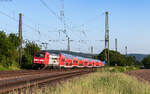 146 230  750 Jahre Radolfzell  und 146 229  Europapark  mit dem RE 4734 (Konstanz - Karlsruhe Hbf) am Abzweig Brunnenst�ck 25.5.26
