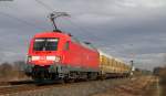 Mess NbZ 91802 (Basel Bad Bf-Karlsruhe Hbf) mit Schublok 182 506-6 bei Forchheim 7.1.14