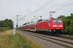 Nachschuss auf 146 204, als diese am 22.07.2017 mit ihrer RB (Neuenburg (Baden) - Freiburg (Brsg) Hbf) in den Hp.